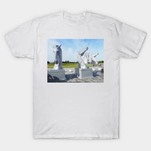 the Kelpies jigsaw puzzle , Helix park, Falkirk jigsaw T-Shirt